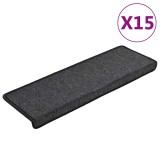 Cumpara ieftin Covorase pentru scari, 15 buc., 65x21x4 cm, antracit, cu margini dreptunghiulare