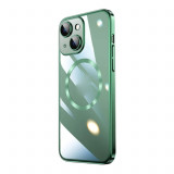 Husa Luxury MagSafe compatibila cu iPhone 14 Plus, Full protection, Margini colorate, Verde, Oem