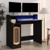 Gossi birou cu lumini led, negru, 97x45x90 cm, lemn prelucrat