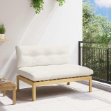 vidaXL Unitate canapea de mijloc Acacia Deschis și Alb Crem 42026776