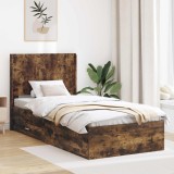 Cumpara ieftin Cadru de pat cu depozitare si tablie Stejar fumuriu 90 x 190 cm