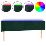 Cumpara ieftin Tablie de pat cu LED, verde inchis, 163x16x78/88 cm, catifea