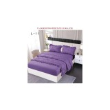 Cumpara ieftin Lenjerie de Pat Finet, Pliuri Brodate cu Elastic, 4piese, Mov Inchis - PUC131