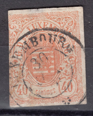 Luxembourg 1859 Definitives Coat of arms 40C orange Mi.11 used AM.386 foto