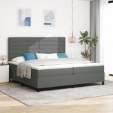 VidaXL Pat cu arcuri și saltea gri &icirc;nchis 200x200 cm din țesătură