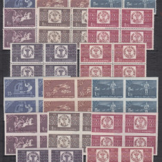 1958 LP 463 LP 463 a CENTENARUL MARCII POSTALE ROMANESTI BLOCURI DE 4 TIMBRE MNH