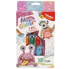 Set de creatie cu sclipici Paulinda, Magic Glitter 2 in 1, 3D Fun