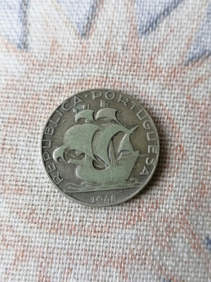Portugalia 2.5 ESCUDOS 1948 argint. Rar foto