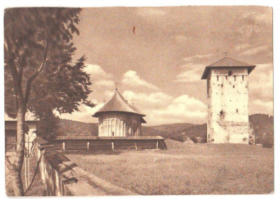 SV * MANASTIREA HUMOR * CARTE POSTALA din SET MANASTIRI DIN BUCOVINA 1937 foto