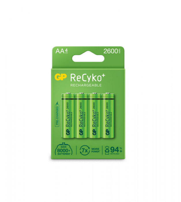 GP Recyko + Seria 2700 AA / HR06 2600mah 1.2V NiMH baterii reincarcabile-Conținutul pachetului 1x Blister