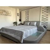Cuvertura pat decorativa si de protectie CreponTex by Coneltex, 220 x 240 cm, pat dublu, culoare gri deschis