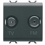 Priza TV+FM 2M Gewiss Chorus negru GW12381