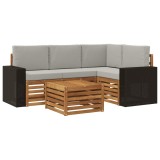 vidaXL Set de canapele de exterior 5 pcs Natural și gri deschis 3384332