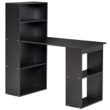 Birou Modern pentru Acasa cu Rafturi de Depozitare pe 6 Niveluri, Masa de Scris cu Raft pentru Carti, Negru HOMCOM | Aosom Romania