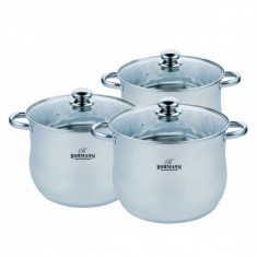 Set 3 Oale Inox cu Capac 6 Piese Bohmann BH3434 foto