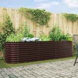 VidaXL Strat &icirc;nălțat de grădină Maro 320 x 80 x 81 cm Oțel