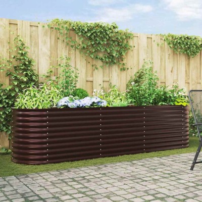 vidaXL Strat &amp;icirc;nălțat de grădină Maro 320 x 80 x 81 cm Oțel 42008133 foto