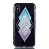 Cumpara ieftin Apple Husa Cover Rhombus pt. iPhone X/Xs TPU Marble Negru, Tvc-Mall