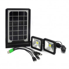 Kit panou solar CL-08 CCLamp, USB, LED, 5000 mAh, 2 proiectoare incluse foto