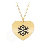 Snow Heart - Colier personalizat argint 925 placat cu aur galben 24K pandantiv inima cu fulg