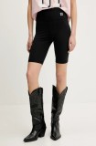 HUGO pantaloni scurți femei, culoarea negru, uni, high waist, 50545339