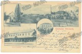 5735 - TEIUS, Alba, SYNAGOGUE, Railway Station, Market, Litho, Romania - old postcard - used - 1901