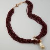 Colier Granat, Perle Baroc Argint placat Aur Roz, Special Plus. Colier handmade Italia, elegant, 44-50cm