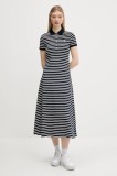 Tommy Jeans rochie culoarea bleumarin, midi, evazată, DW0DW20383