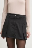 Tommy Jeans fustă din denim culoarea negru, mini, evazată, DW0DW19366