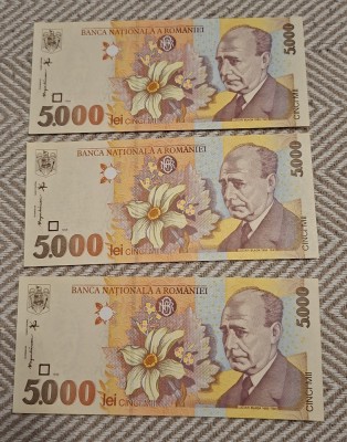5000 lei 1998 UNC consecutive foto