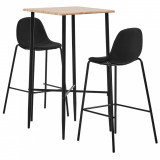 Set mobilier de bar, 3 piese, negru, material textil GartenMobel Dekor, vidaXL