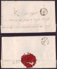 1864 Romania, Scrisoare veche BUCURESCI - BUZAU 8 stampila agrafa BUDEU, sigiliu foto
