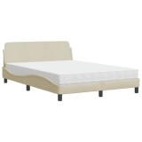 Cumpara ieftin Pat cu saltea, Dover, crem, 140x200 cm, textil