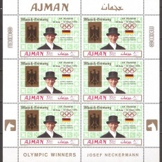 AJMAN SPORT J.O. DE VARA ( bloc dantelat cu supr.) MNH