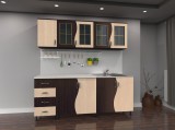 Bucatarie 2m Wenge + Mesteacan, 6 Corpuri, PAL Laminat, Blat inclus