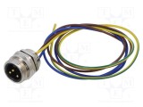 Conector 7/8 soclu tată 3 pini drept cu cabluri IP67 LUTRONIC 0,5m