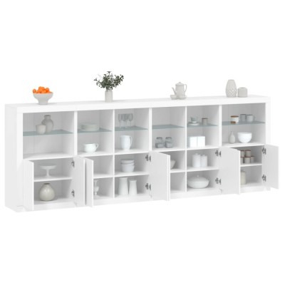 Servantă cu lumini LED, alb, 283x37x100 cm foto