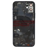 Carcasa Completa iPhone 12 Neagra + Suport SIM, Butoane, Flex Magsafe, Geam Camera Spate, Rama