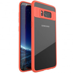 Husa Spate Hibrid Upzz Slim Samsung S8 Rosu Transparent foto