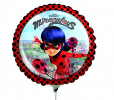 Balon Mini Folie Miraculous, 23 cm, umflat + bat si rozeta, 37793 foto