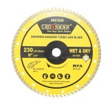 Disc diamantat turbo sinterizat 230x22,23 mm pentru piatra si gresie Crownman