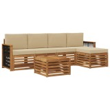 vidaXL Set de canapele de exterior cu pernă 6 pcs Natural și Bej 3384264
