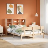 VidaXL Pat cu bibliotecă fără saltea, 120x200 cm, lemn masiv de pin