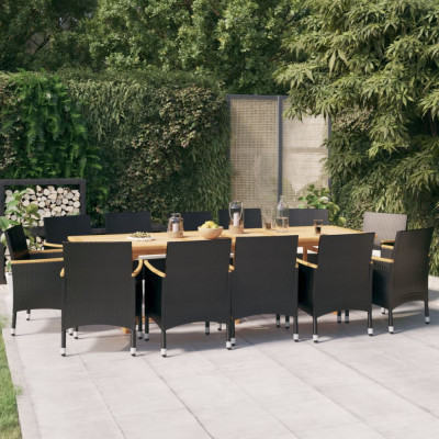 vidaXL Set mobilier de grădină cu perne, 13 piese, negru foto
