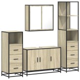 Cumpara ieftin Set de mobilier de baie din 4 piese din lemn de stejar Sonoma