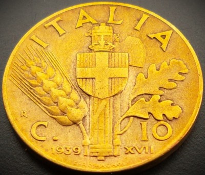 Moneda istorica 10 CENTESIMI - ITALIA FASCISTA, anul 1939 * cod 3335 = excelenta foto