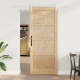 vidaXL Ușă glisantă Natural și Alb 86 x 211 cm Lemn masiv de pin 3445421