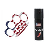 Cumpara ieftin Set rozeta American Flag si spray autoaparare chili DEPOX&reg;, 11 cm/60 ml, multicolor