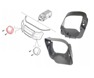 Rama proiector ceata fata Citroen Jumper, 09.2006-08.2014; Fiat Ducato, 09.2006-08.2014; Peugeot Boxer, 09.2006-08.2014, partea dreapta, original, foto