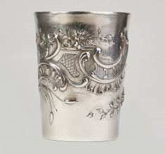 Deosebit pahar mare de argint masiv 950,Franta cca 1890,IONIZARE APA 300 ML foto